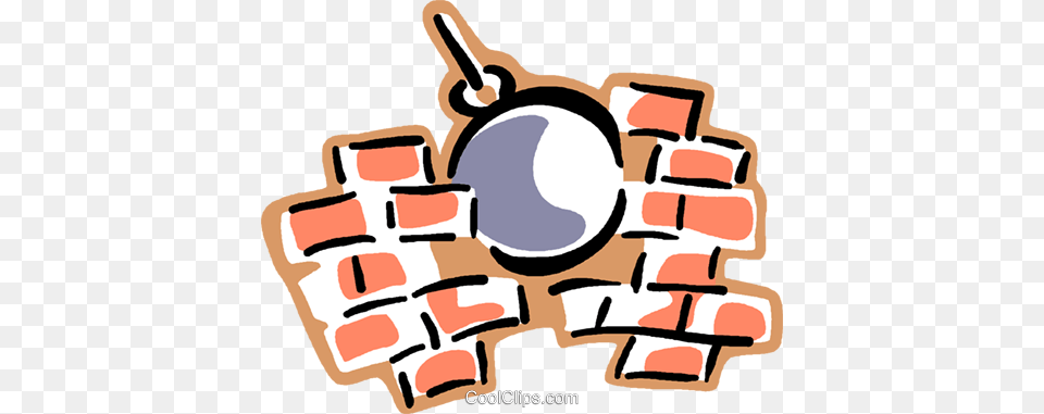 Wrecking Ball Going Through A Brick Wall Royalty Vector Clip, Bulldozer, Machine Free Png Download