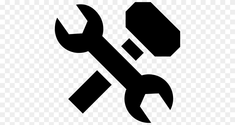 Wrench And Hammer Icon, Gray Png