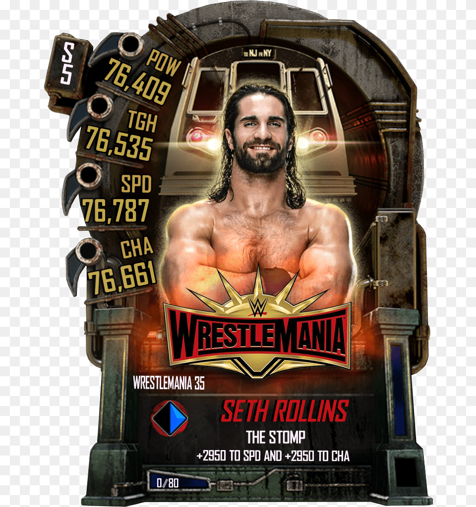 Wrestlemania 35 Cards Wwe Supercard, Advertisement, Poster, Adult, Male Png Image
