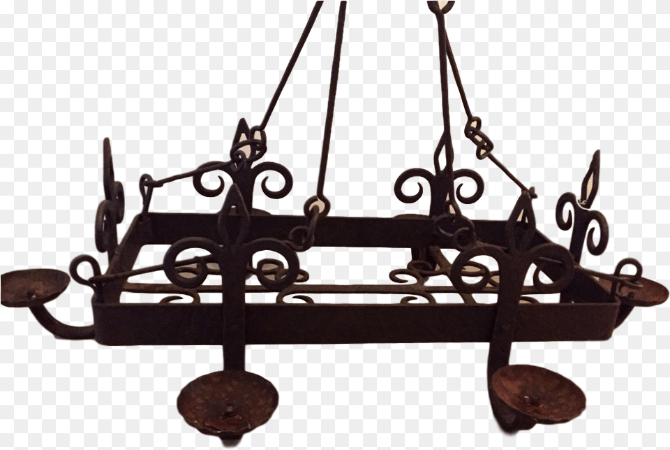 Wrought Iron Chandelier From Normandy Chandelier, Lamp, Bronze Free Png
