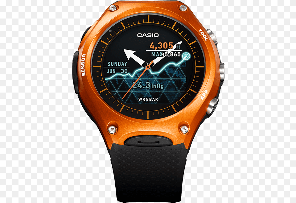 Wsd F10 Casio Smart Watch Wsd, Arm, Body Part, Person, Wristwatch Free Png