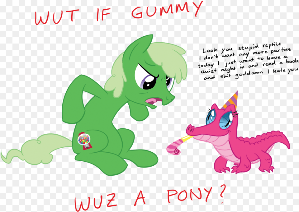 Wut If Gummy Look You Stupid Repie L Don T Want Any Pinkie Pie And Gummy Human, Animal, Dinosaur, Reptile, Face Png Image