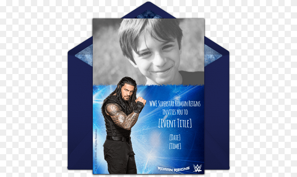 Wwe Roman Reigns Invitations Party Birthday Roman Reigns Birthday Invitations, Tattoo, Skin, Poster, Person Png