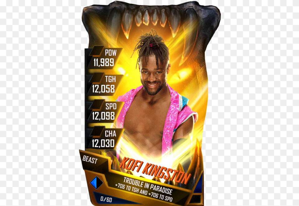 Wwe Supercard Beast Kofi Kingston, Advertisement, Poster, Person, Publication Free Png