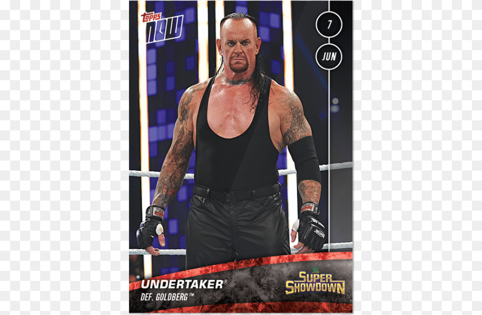 Wwe Topps Now Card Undertaker Super Showdown 2019, Person, Skin, Tattoo, Adult Png
