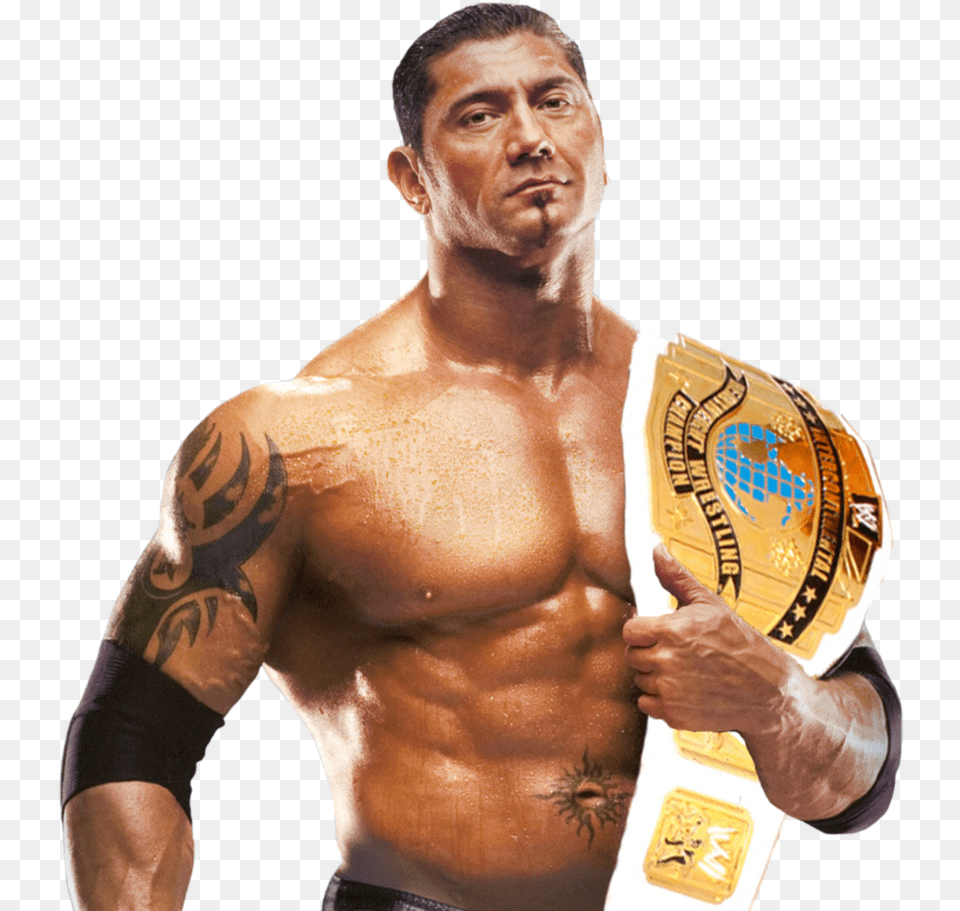 Wwe White Intercontinental Championship Belt Batista World Heavyweight Champion, Adult, Person, Man, Male Png