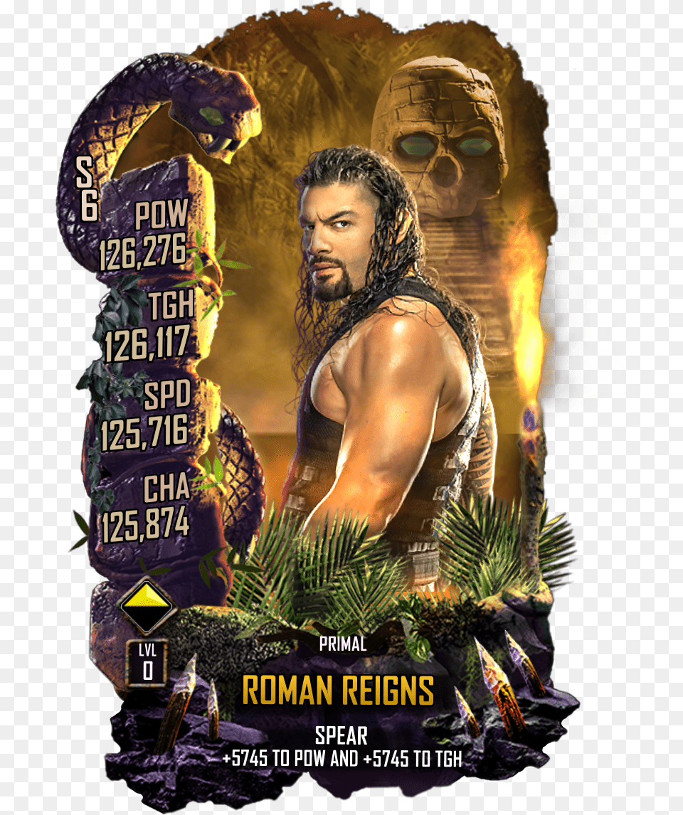 Wwesc S6 Roman Reigns Primal Wwe Supercard Primal Tier, Advertisement, Poster, Adult, Female Free Png Download