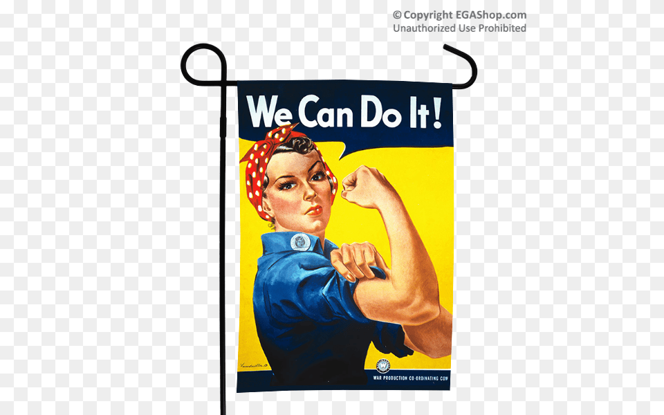 Wwii Poster Rosie The Riveter Garden Flag, Man, Adult, Advertisement, Person Free Png Download