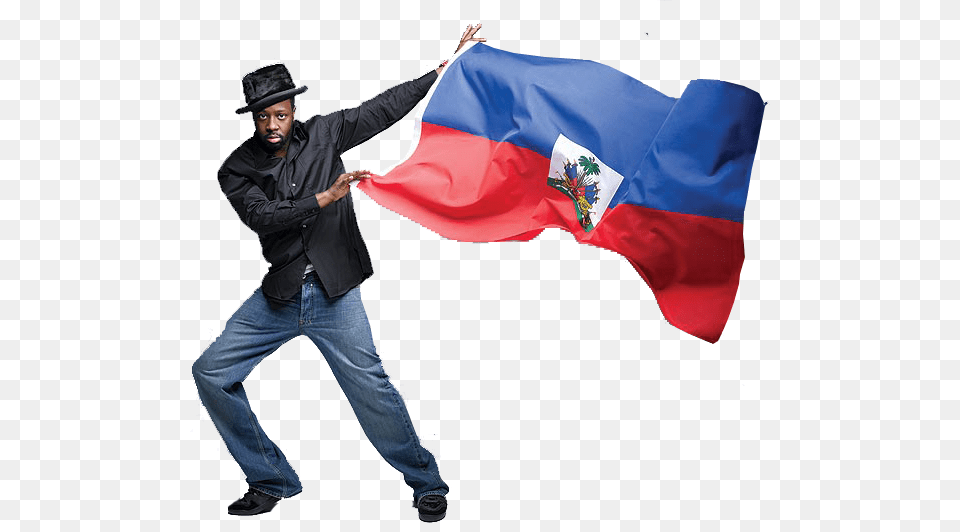 Wyclef Jean With Haitian Flag, Adult, Male, Man, Person Png Image
