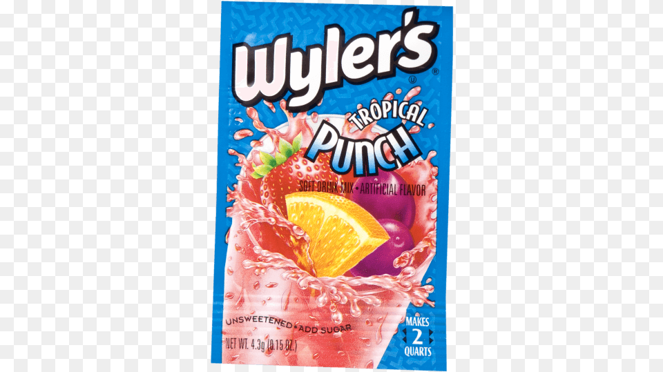 Wylers Tropical Punch Wyler39s Drink Mix 2 Qt, Advertisement, Poster, Citrus Fruit, Food Png