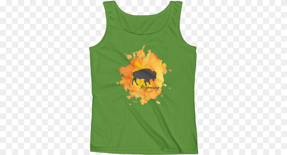 Wyoming Watercolor Burst Bison Beach Volleyball Shirt Mock Up, Clothing, Tank Top Png Image