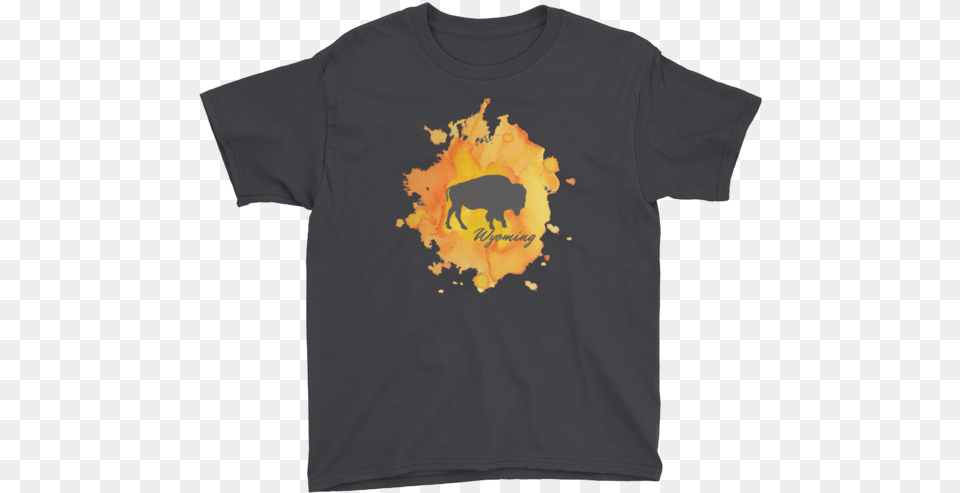 Wyoming Watercolor Burst Bison T Shirt, Clothing, T-shirt Free Png Download