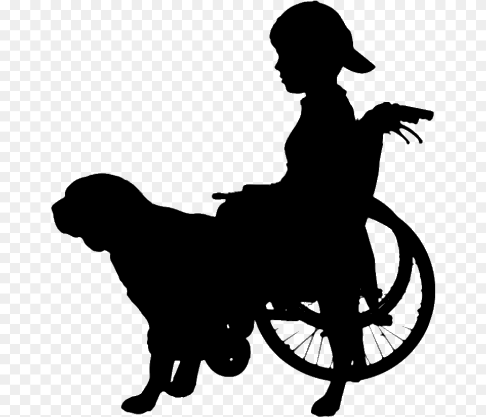 X 1024 Chien Visiteur Children In Wheelchair Silhouette, Person, Chair, Furniture Free Png