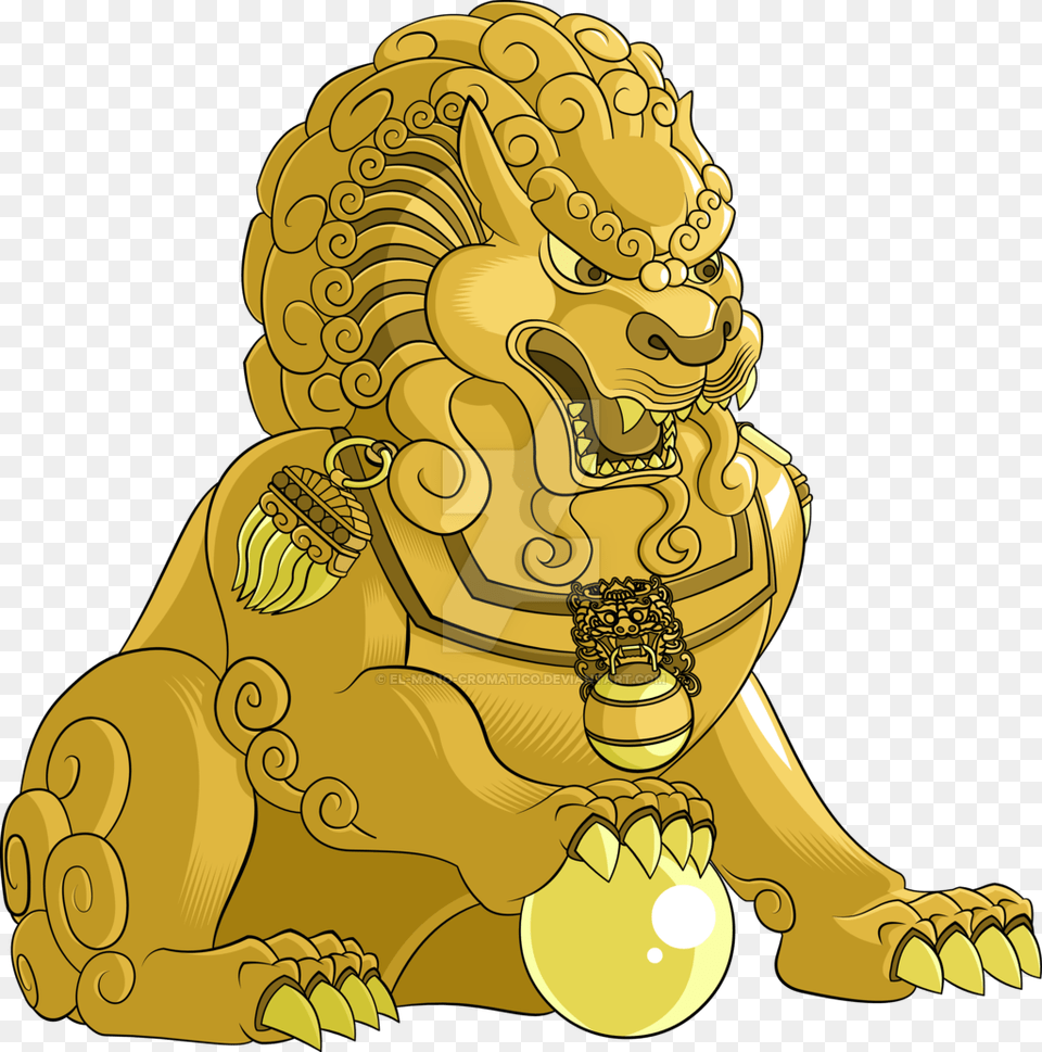 X 1034 0 Chinese Guardian Lions Cartoon, Art, Person, Gold, Prayer Free Png Download