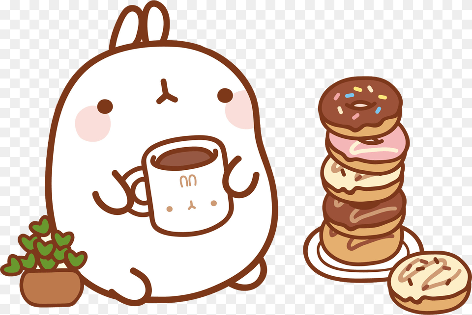 X 1070 3 Molang Donuts, Bag, Cream, Dessert, Food Png