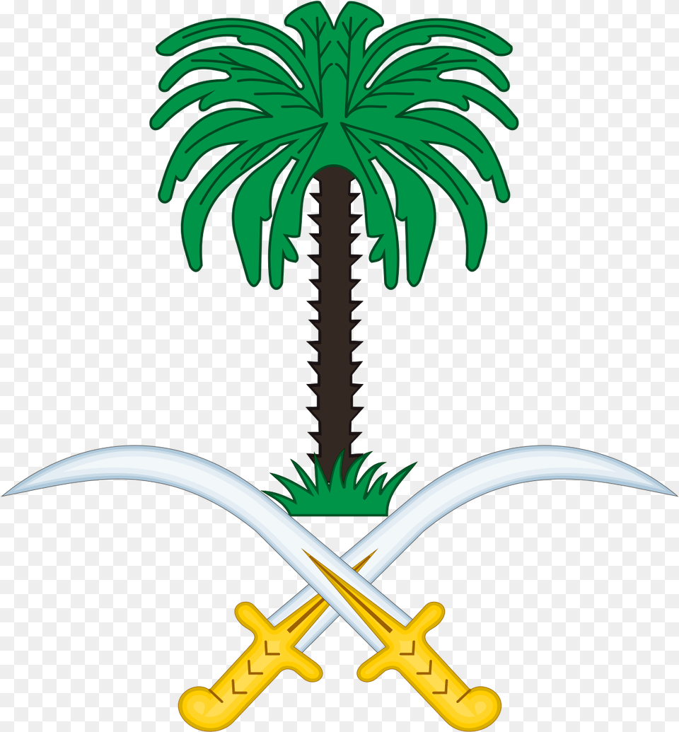 X 1287 4 Saudi Arabia Coat Of Arms, Palm Tree, Plant, Tree, Sword Free Transparent Png