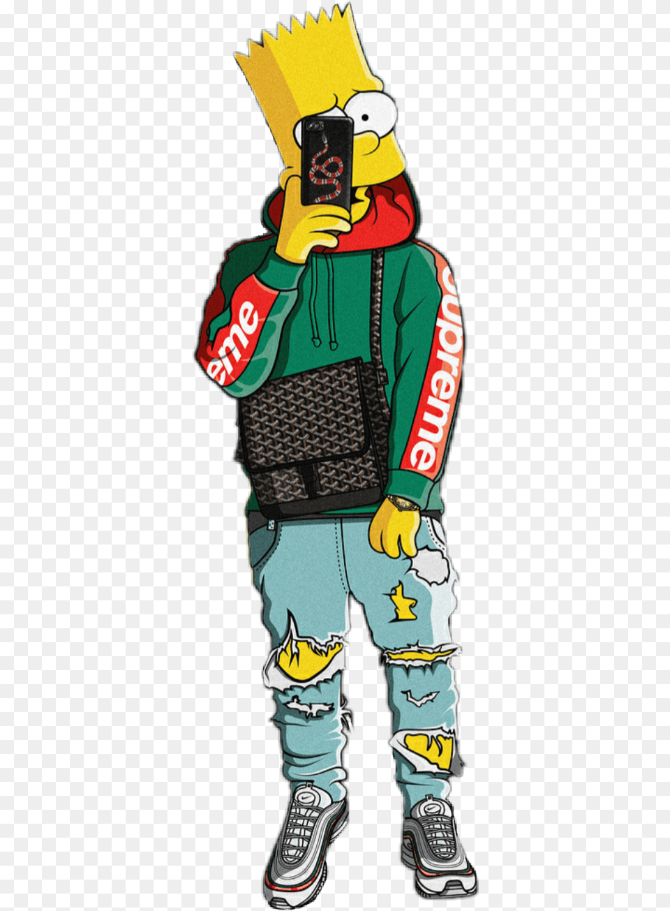 X 1305 14 Bape Supreme Bart Simpson, Person, Male, Boy, Child Free Png