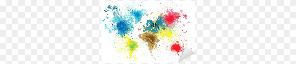 X 16 Colorful World Map Canvas Print 3 Panel Split, Art, Painting Free Png Download