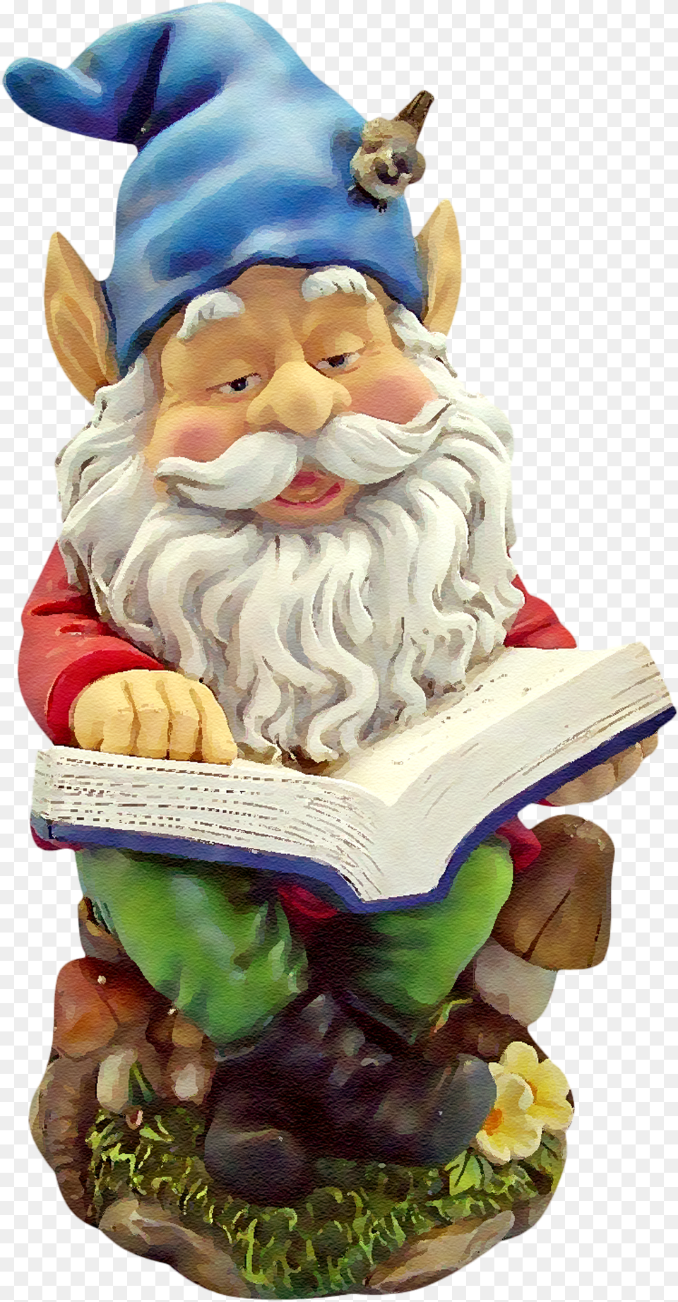X 2362 2 Reading Gnome, Figurine, Baby, Person, Head Free Png Download
