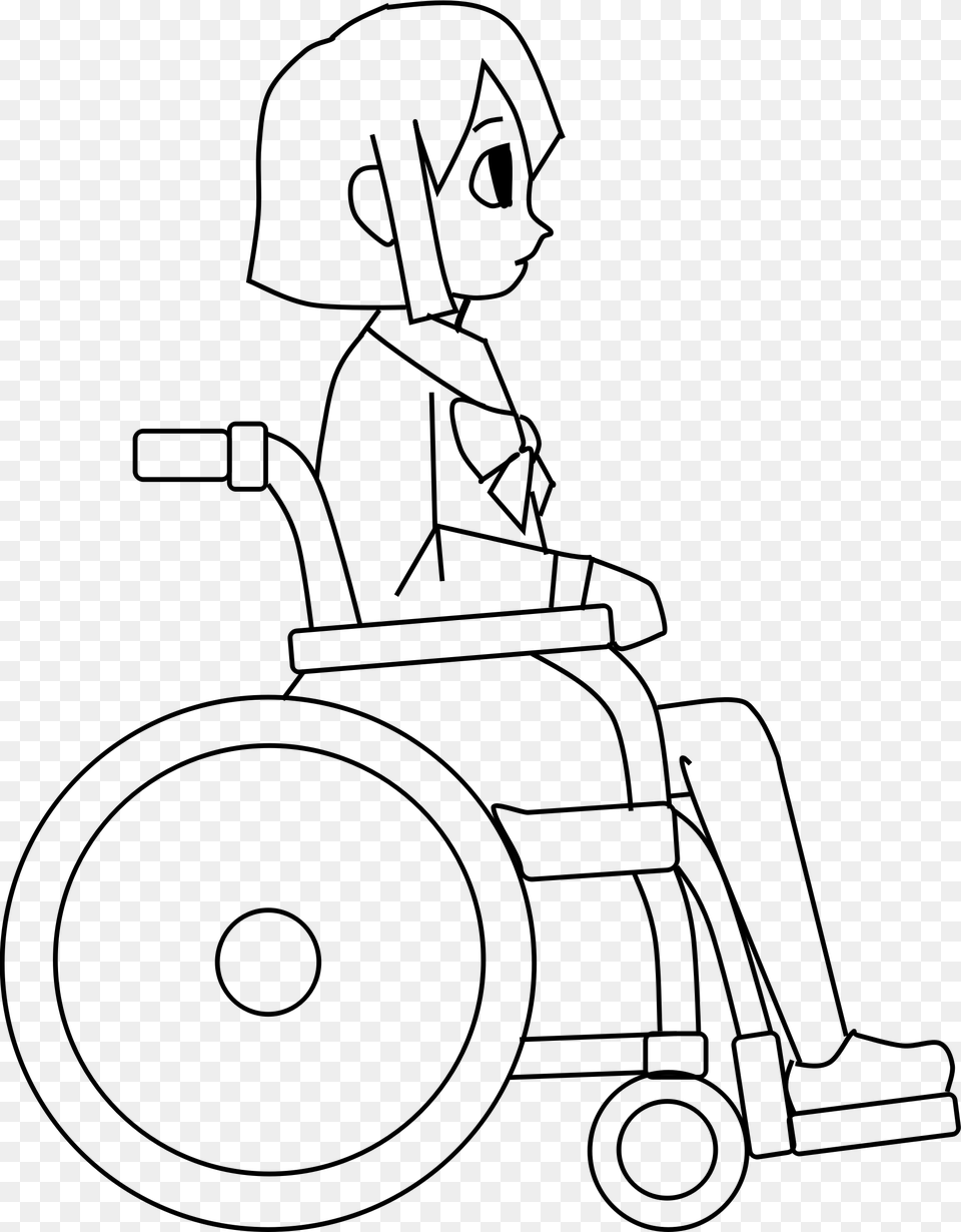 X 2396 3 Drawing Of A Girl In A Wheel Chair, Gray Png