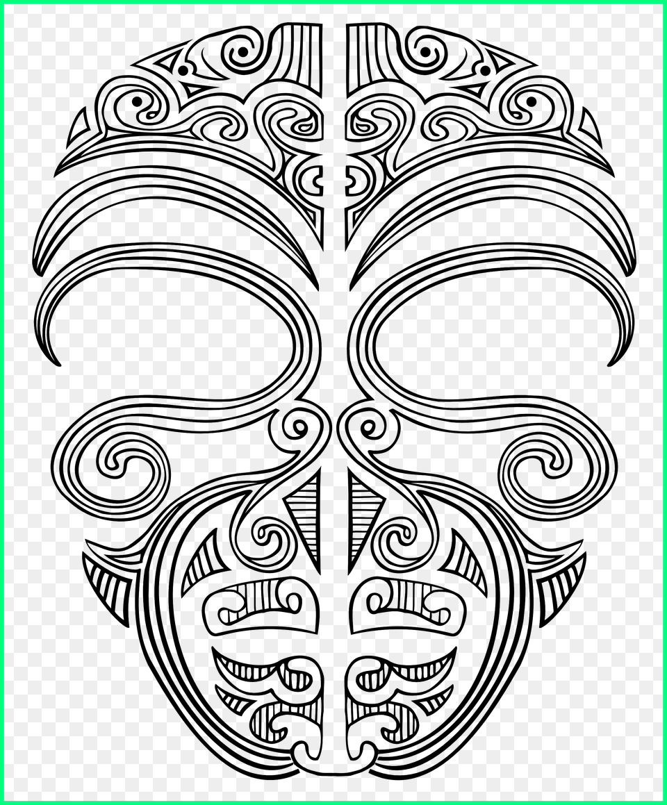 X 3030 15 Maori Face Tattoo, Green Png