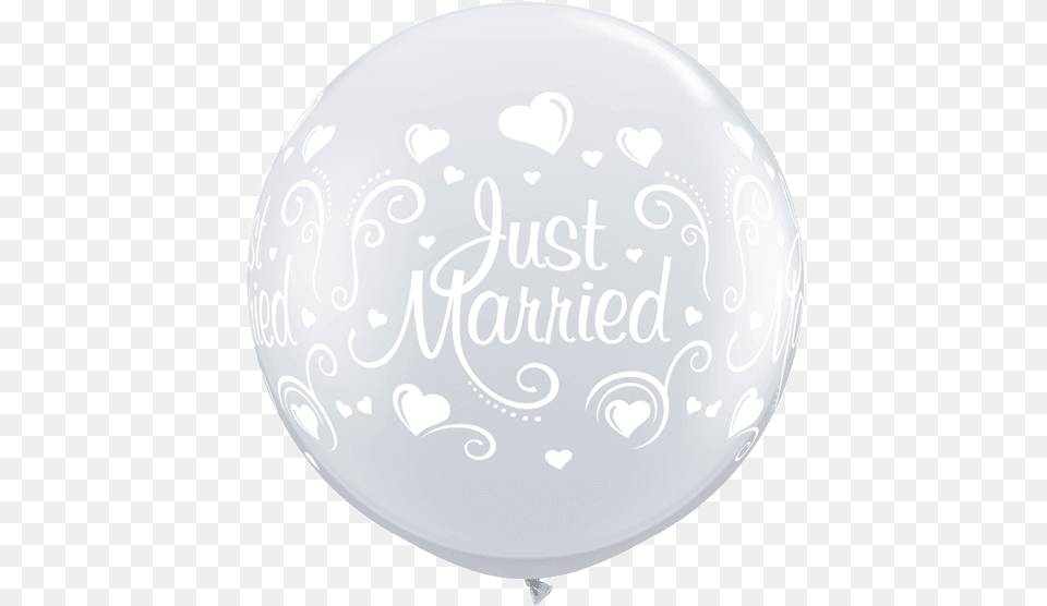 X 339 Diamond Clear Just Married Hearts Giant Qualatex 30quot Just Married Hearts Silver Latex Balloons, Balloon, Plate Free Png Download