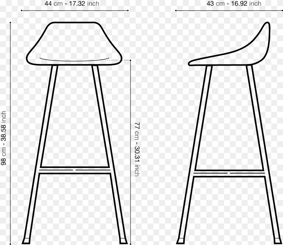 X 43 X 935 Cm Bar Stool, Gray Free Png