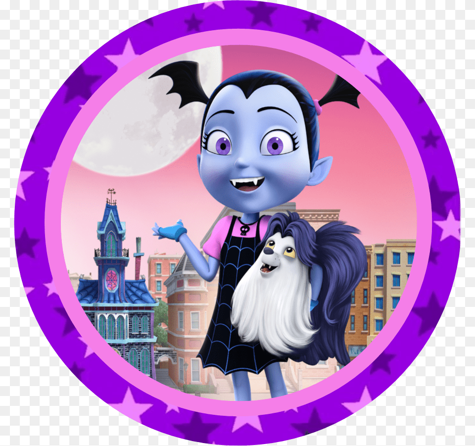 X 4cm Personalised Stickers Round Vampirina Colourful Vampirina Background, Purple, Photography, Baby, Person Png Image