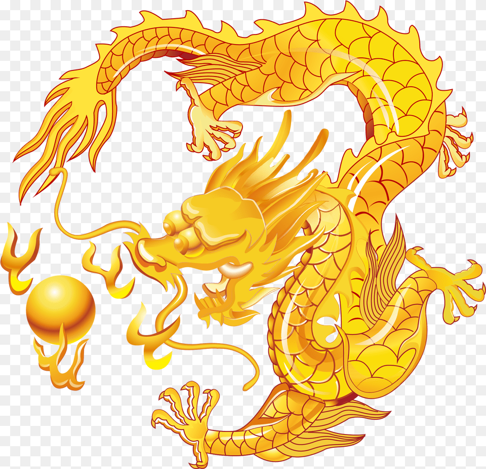 X 5 Chinese Dragon Golden Dragon Full Size Png Image