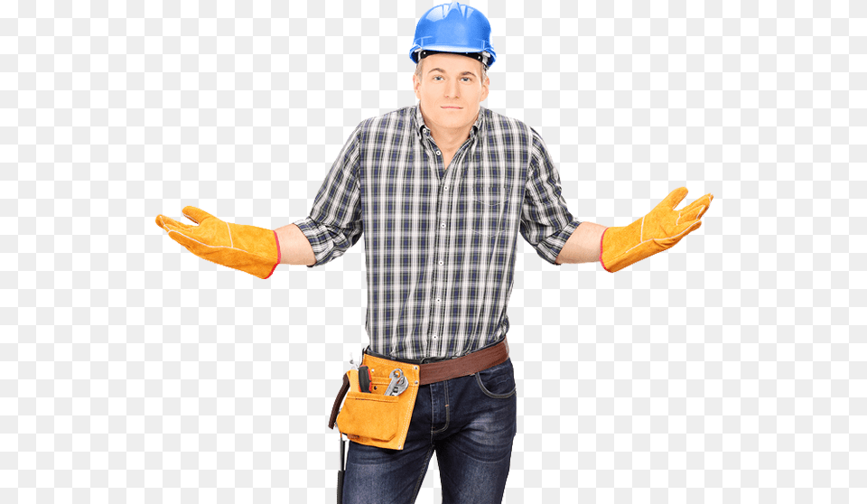 X 568 Confused Construction Worker, Person, Helmet, Hardhat, Glove Free Png
