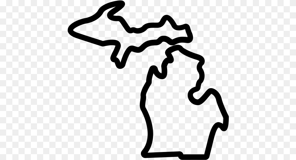 X 600 1 Michigan Outline, Gray Free Png Download