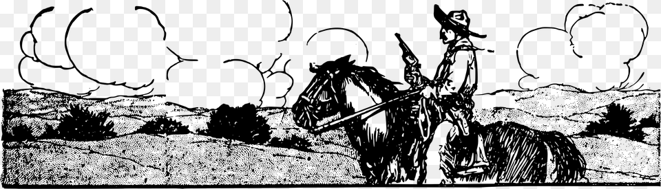 X 688 5 0 Black And White Cowboy Scene, Gray Free Png