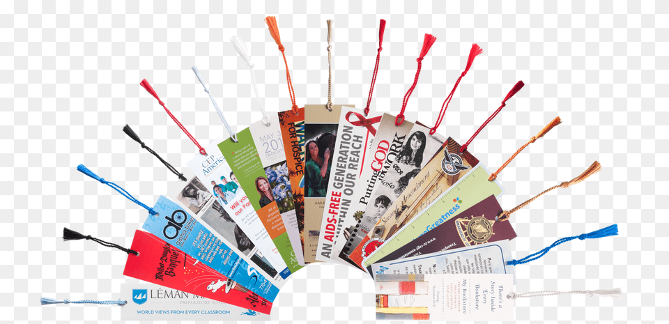 X 6quot Economy 14pt Custom Bookmarks With Floss Tassels Economy Bookmark Full Color 14 Point Wfloss Tasse, Person, Advertisement, Brush, Device Png
