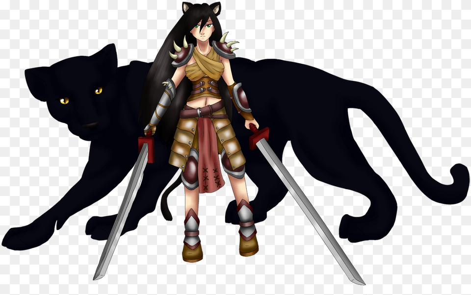 X 705 1 Girl And Panther Anime, Baby, Person, Weapon, Sword Png Image