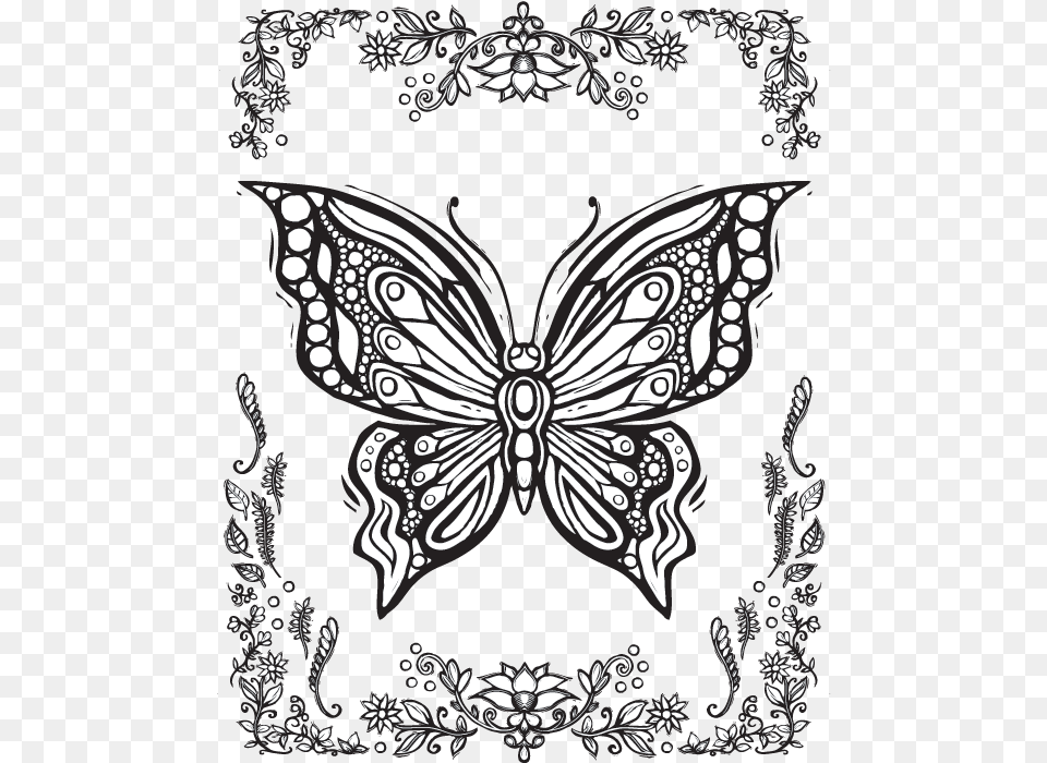 X 782 Printable Coloring Pages For Adults Butterflies, Art, Floral Design, Graphics, Pattern Free Png Download