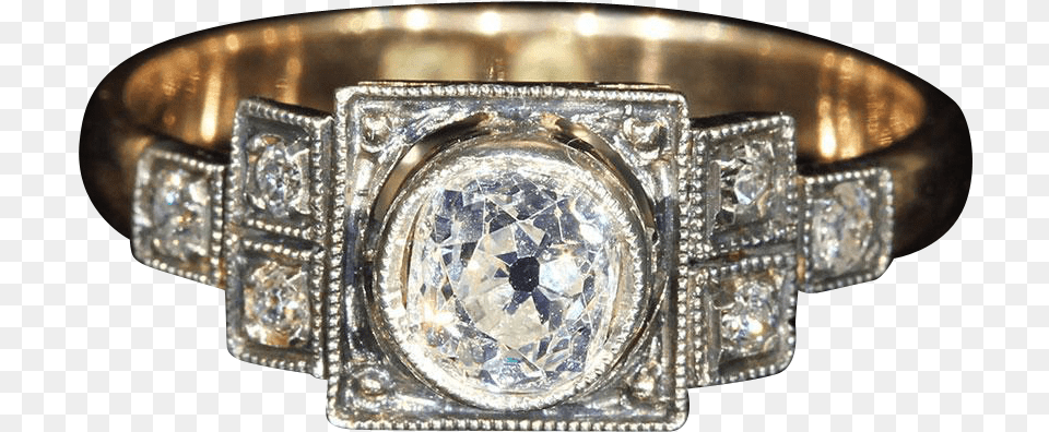 X 818 2 Gold Diamond Art Deco Ring, Accessories, Gemstone, Jewelry Free Png