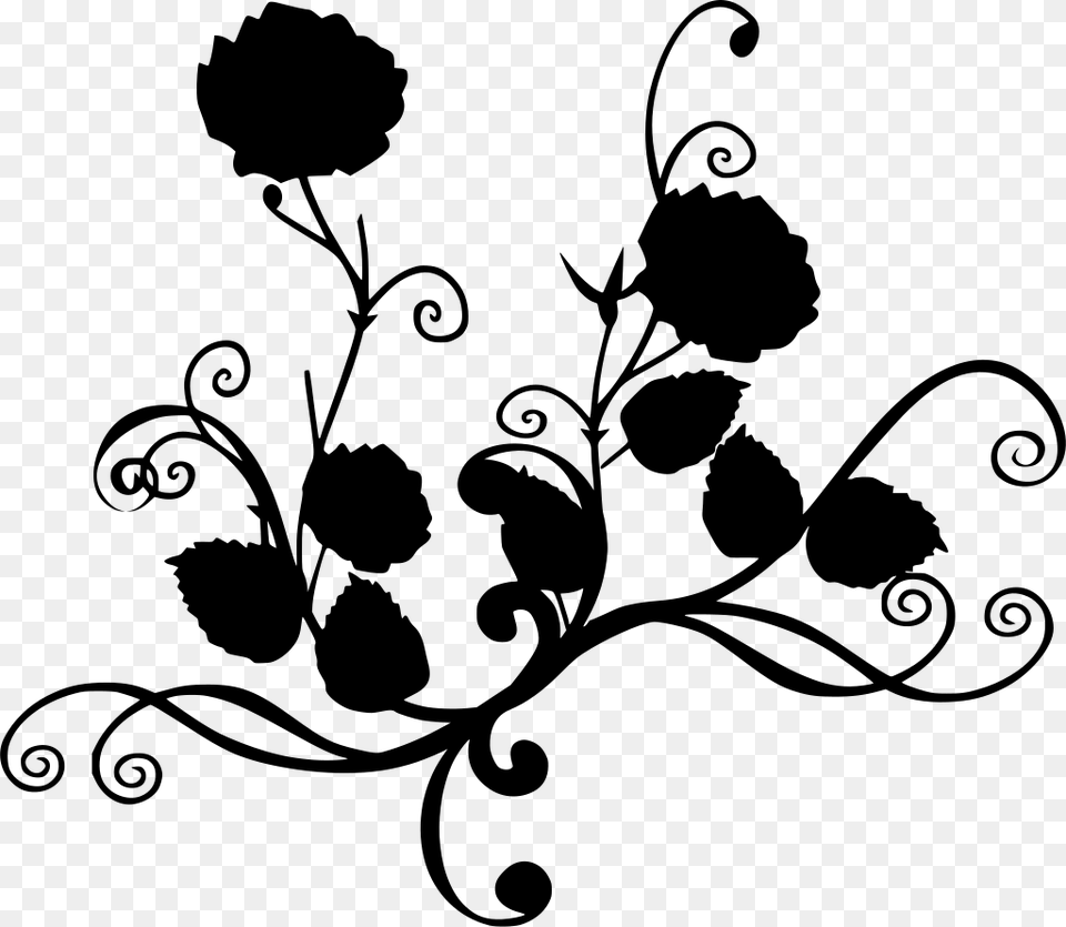 X 891 Rose Black And White Flower Clipart, Gray Free Png