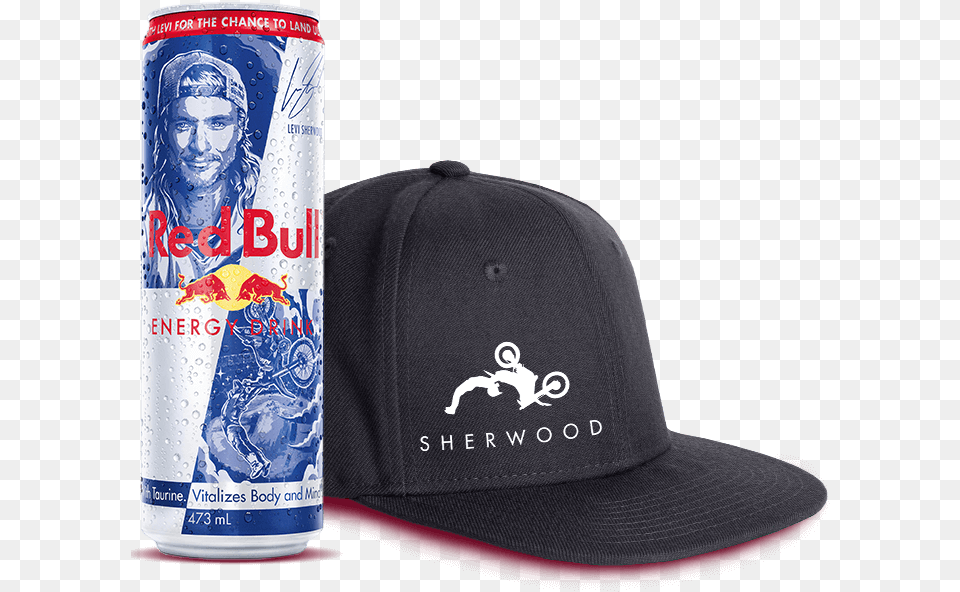 X Levi Sherwood Can Levi Sherwood Red Bull Can, Baseball Cap, Cap, Clothing, Hat Png