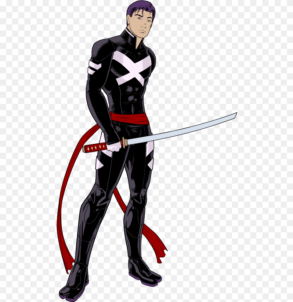 X Men Psylocke Male Transparent Male Psylocke Art, Weapon, Sword, Person, Man Png Image
