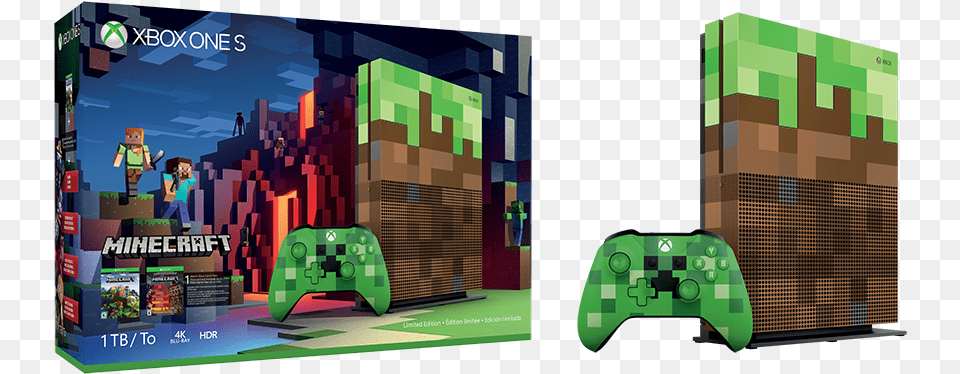 Xbox One S 1tb Minecraft Limited Edition Console, City Free Png Download