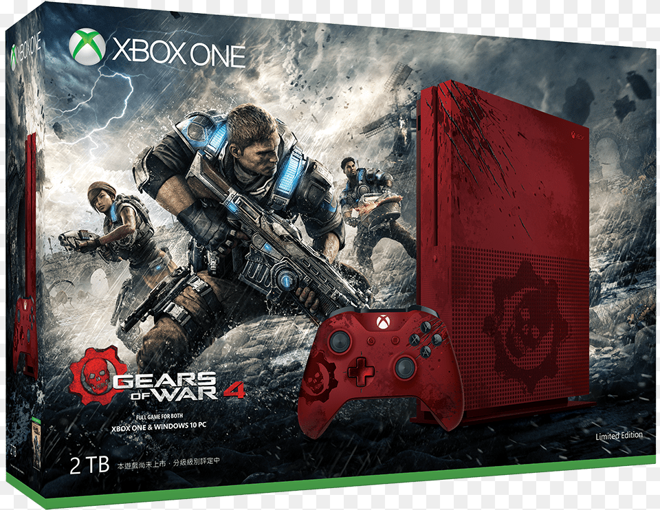 Xboxones Le 2tbconsole Gow4 Apoc Anl Rgb Xbox One S Gear Of War, Advertisement, Adult, Person, Man Free Png Download