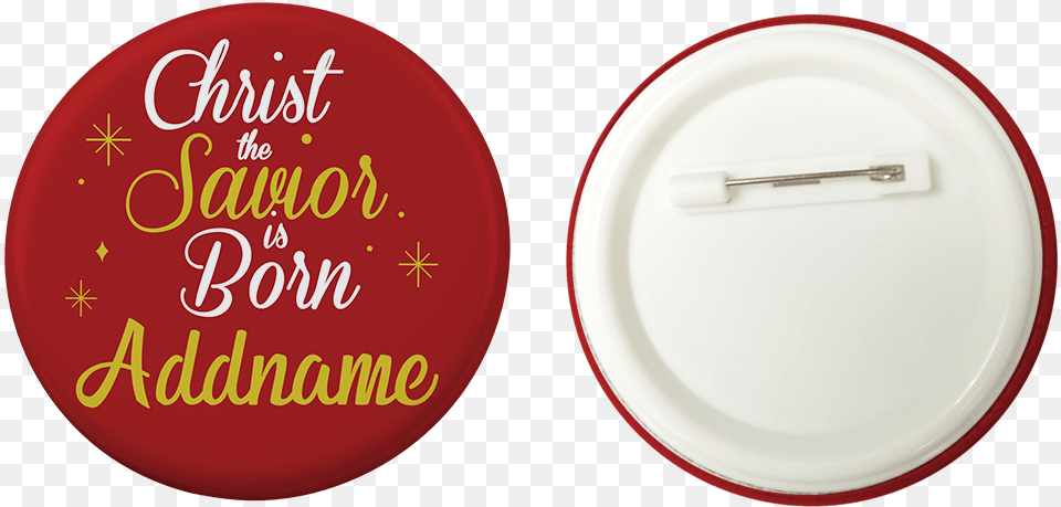 Xmas Christ The Savior Is Born Red Button Badge With Back Circle, Food, Meal, Plate, Dish Png Image