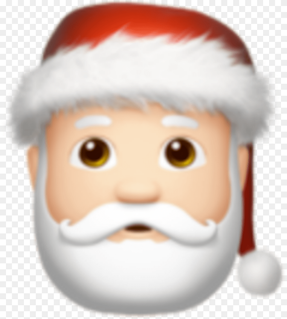 Xmas Christmas Santa Iphone Emoji Emojis Iphoneemoji Santa Claus Emoji, Person, Head, Face, Snowman Free Png