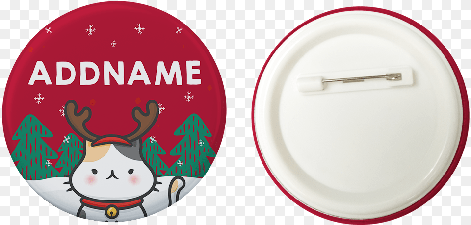 Xmas Cute Cat With Reindeer Antlers Red Addname Button Christmas Day, Food, Meal, Dish, Plate Png