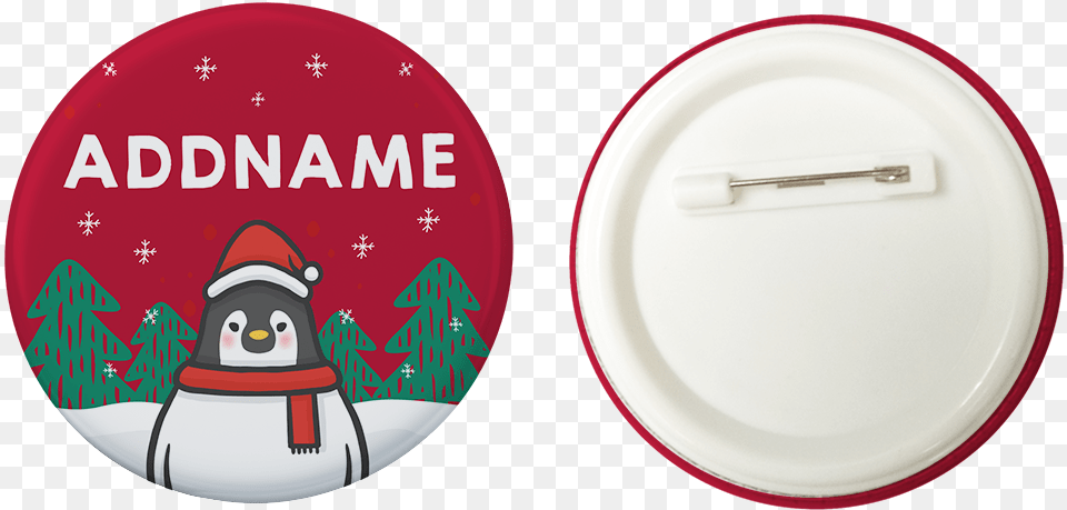 Xmas Cute Pengiun Christmas Hat Red Addname Button Badge With Back Pin 58mm Button Badge 58mm, Food, Meal, Dish, Logo Free Transparent Png