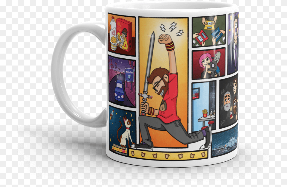 Xmas Dom Option 2 Recovered Mockup Handle On Left 11oz Coffee Cup, Person, Beverage, Coffee Cup, Comics Free Png Download