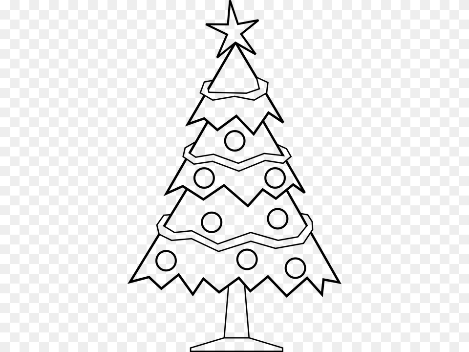 Xmas Tree Black And White, Gray Free Png Download