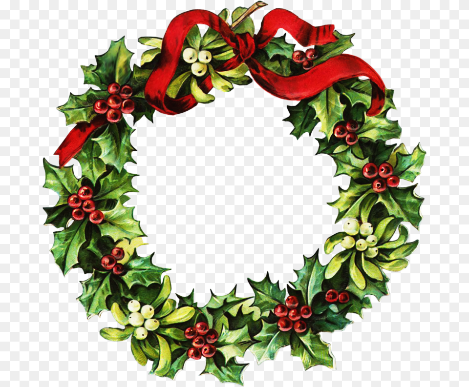 Xmas Wreath Clip Art, Plant Free Png