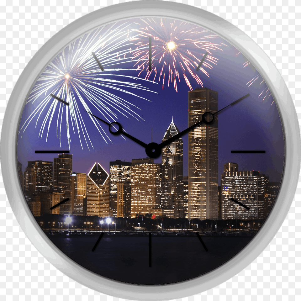 Xpress Clocks Gallery Fireworks Over Chicago Skyline 4th Of July Chicago, City, Photography, Metropolis, Urban Free Png