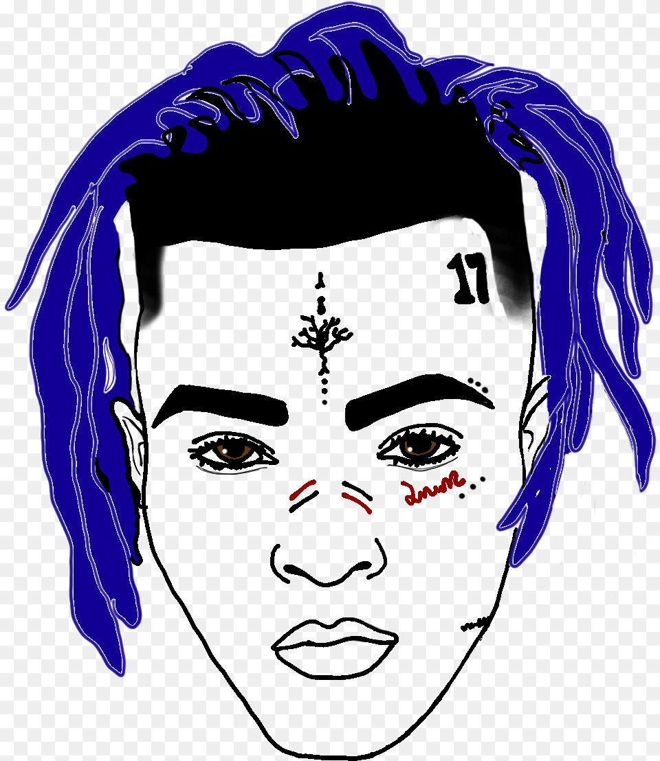 Xxxtentacion Face Cartoon Xxxtentacion Face Tattoos Cartoon, Head, Person, Photography, Portrait Png